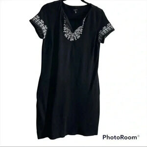Talbots black embroidered dress Size MP